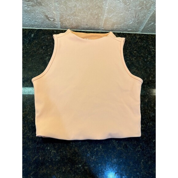 Spanx Contour Mock Neck Crop Top Size Small Peach Light Orange NEW - Picture 3 of 9